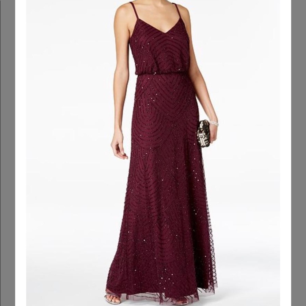 [Adrianna Papell] Beaded Chiffon Blouson Gown